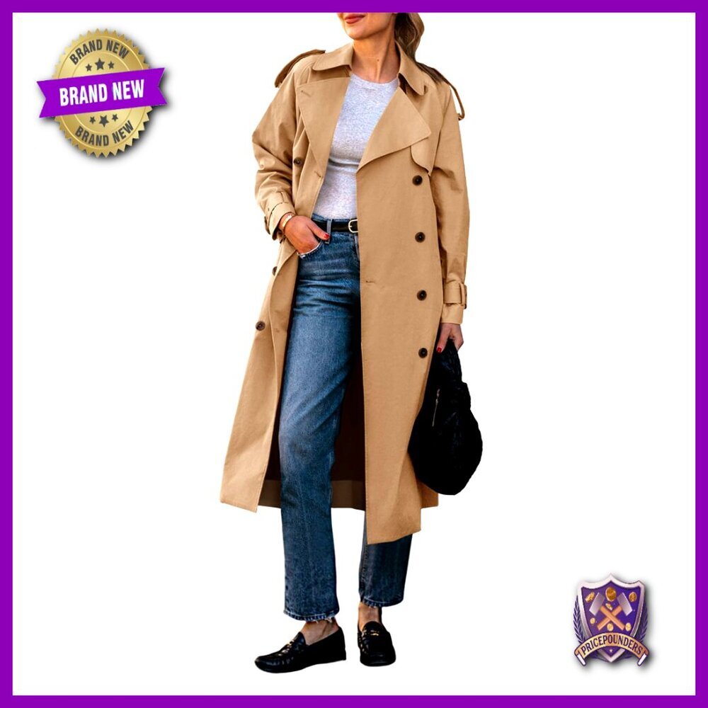 Classic Double Breasted Trench Coat Elegant Minimal Chic Fall Overcoat with Belt